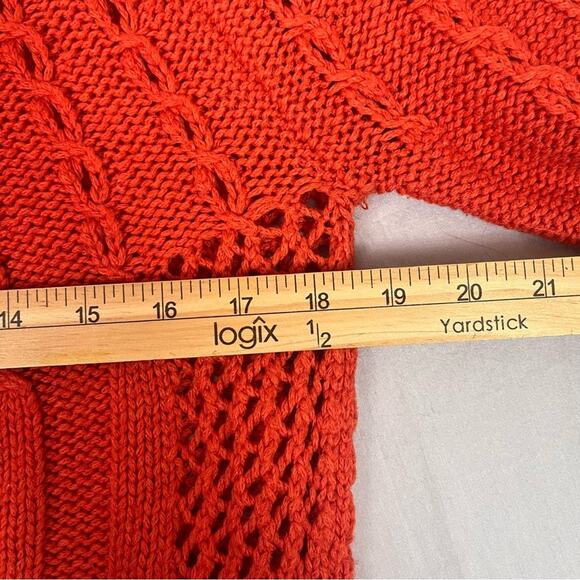 Anthropologie Guinevere Purl Wise Sweater Women Medium Wool Pumpkin Spice Orange - Picture 10 of 13